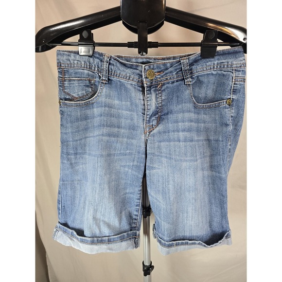 Southpole Pants - Southpole Distressed Studded Denim Shorts Women's Size 9 Blue Y2K